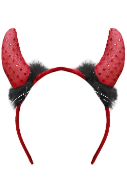 CORNA DIAVOLO PAILLETTES ROSSO PIUMA NERO